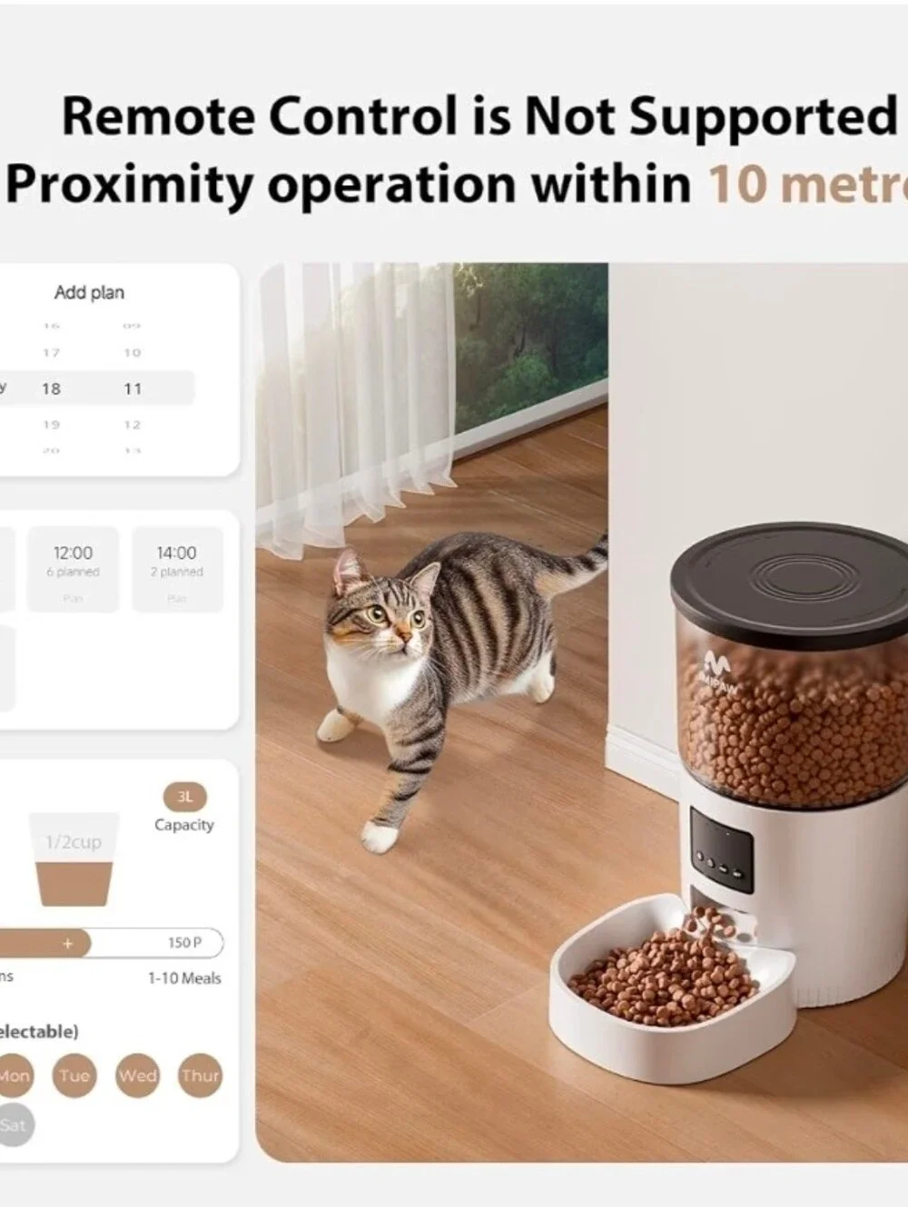IMIPAW Automatic Cat Feeder - 3L Pet Dry Food Dispenser with Timed Programmable